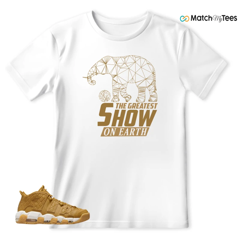 NIKE AIR MORE UPTEMPO QUILTED WHEAT GUM LIGHT BROWN (WOMEN'S) SNEAKER Matching Tees t-shirt