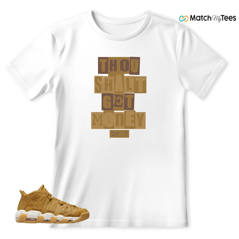 NIKE AIR MORE UPTEMPO QUILTED WHEAT GUM LIGHT BROWN (WOMEN'S) SNEAKER Matching Tees t-shirt