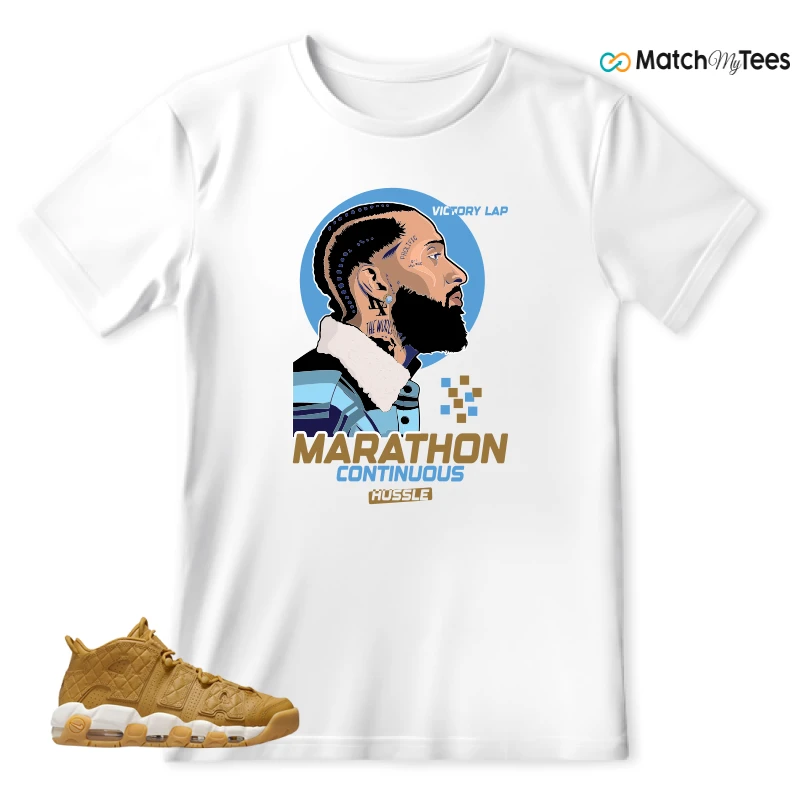 NIKE AIR MORE UPTEMPO QUILTED WHEAT GUM LIGHT BROWN (WOMEN'S) SNEAKER Matching Tees t-shirt
