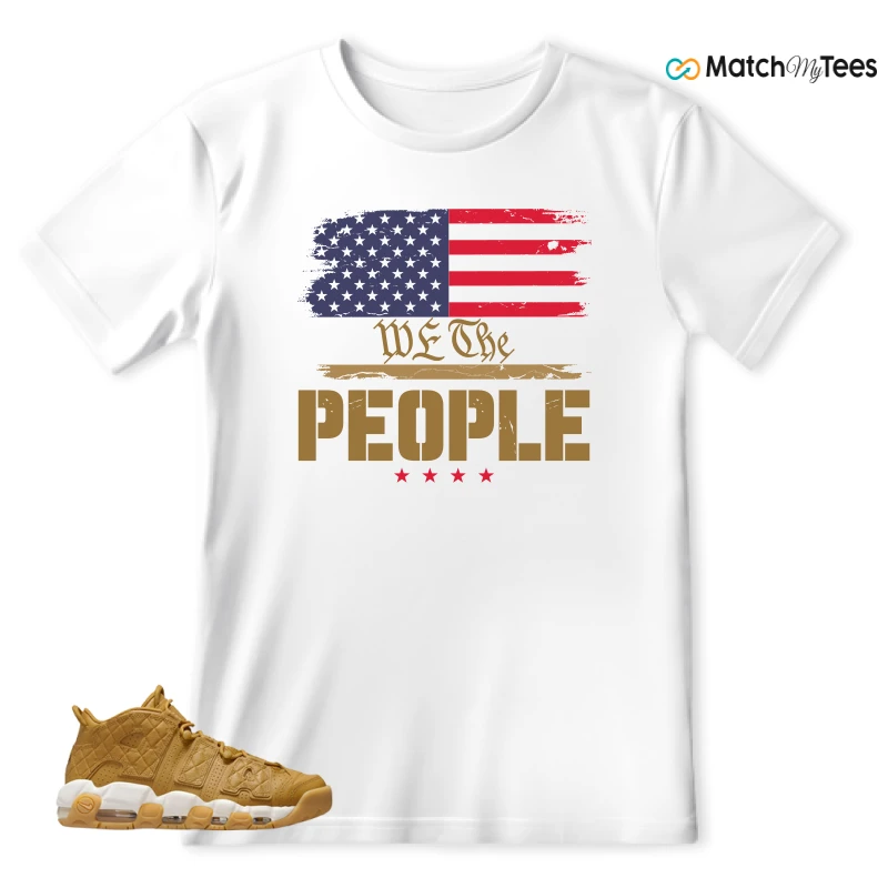NIKE AIR MORE UPTEMPO QUILTED WHEAT GUM LIGHT BROWN (WOMEN'S) SNEAKER Matching Tees t-shirt