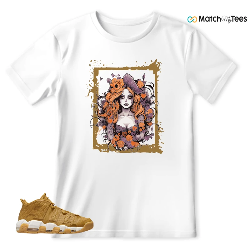 NIKE AIR MORE UPTEMPO QUILTED WHEAT GUM LIGHT BROWN (WOMEN'S) SNEAKER Matching Tees t-shirt