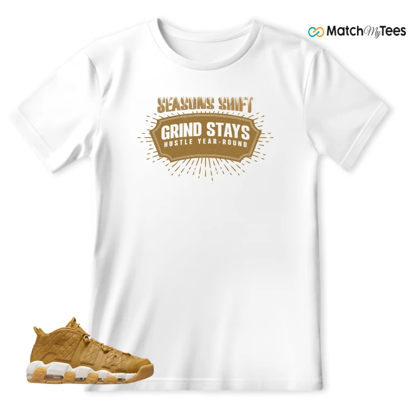 NIKE AIR MORE UPTEMPO QUILTED WHEAT GUM LIGHT BROWN (WOMEN'S) SNEAKER Matching Tees t-shirt
