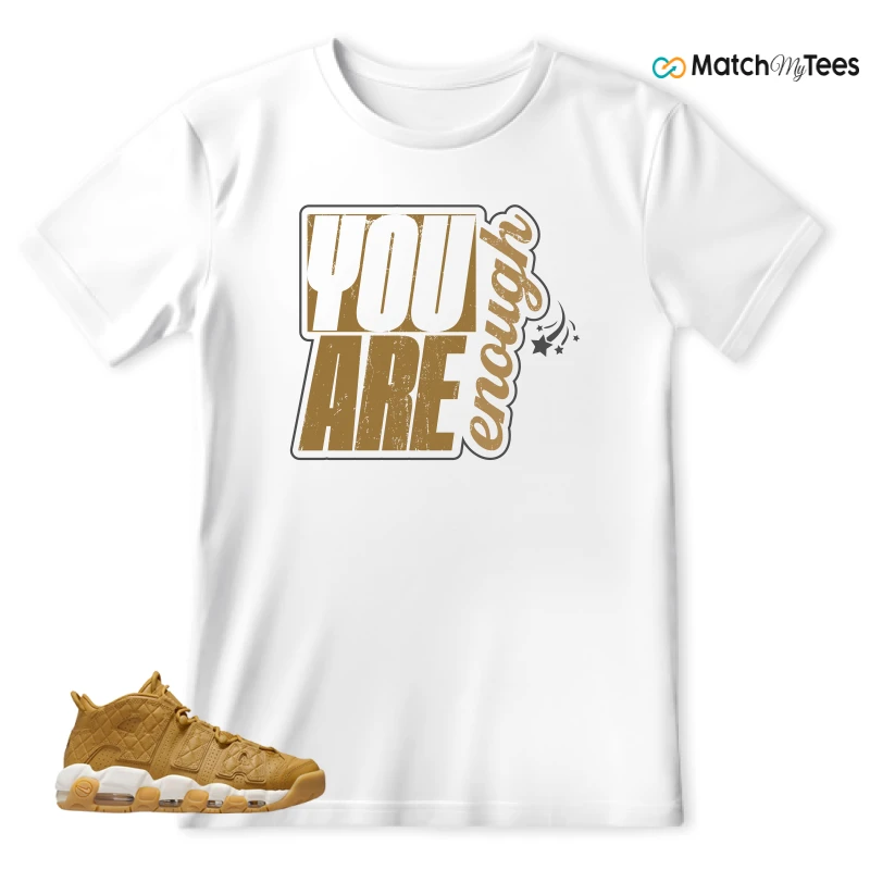 NIKE AIR MORE UPTEMPO QUILTED WHEAT GUM LIGHT BROWN (WOMEN'S) SNEAKER Matching Tees t-shirt