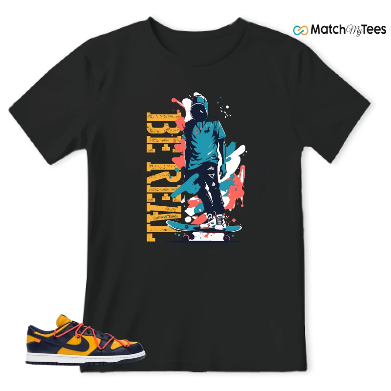 NIKE DUNK LOW OFF-WHITE UNIVERSITY GOLD SNEAKER Matching Tees t-shirt
