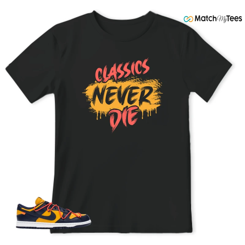 NIKE DUNK LOW OFF-WHITE UNIVERSITY GOLD SNEAKER Matching Tees t-shirt