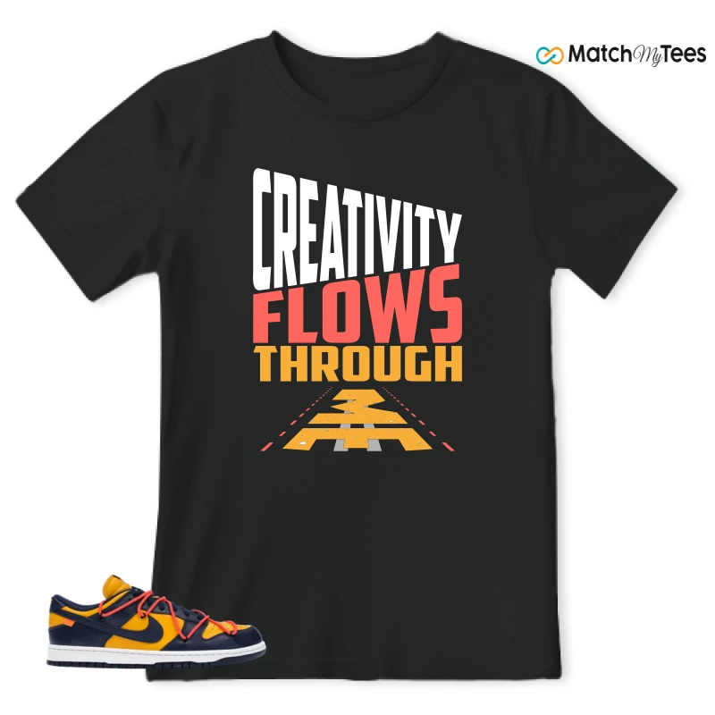 NIKE DUNK LOW OFF-WHITE UNIVERSITY GOLD SNEAKER Matching Tees t-shirt