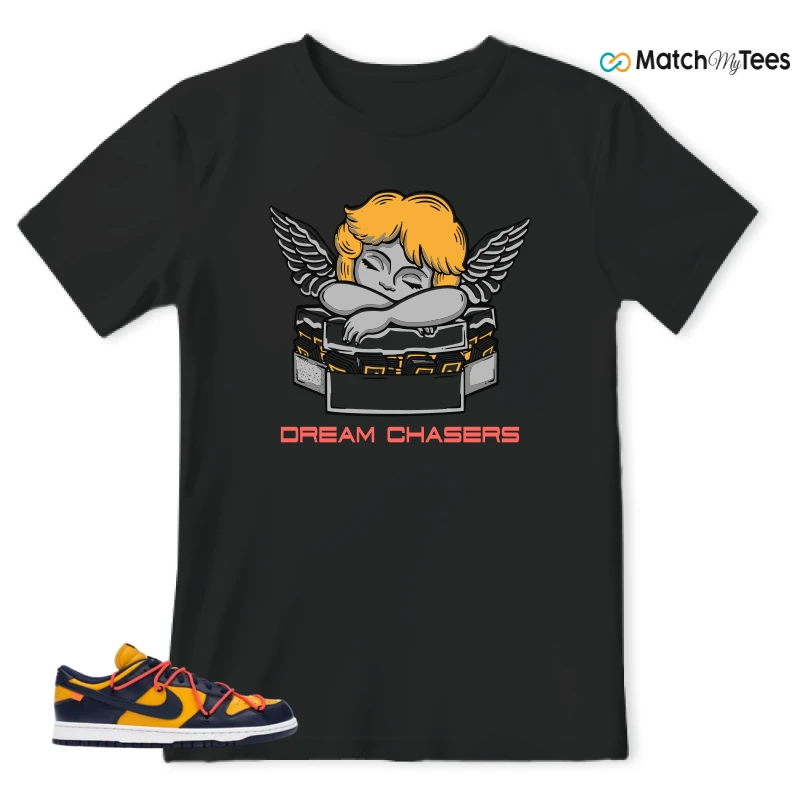 NIKE DUNK LOW OFF-WHITE UNIVERSITY GOLD SNEAKER Matching Tees t-shirt