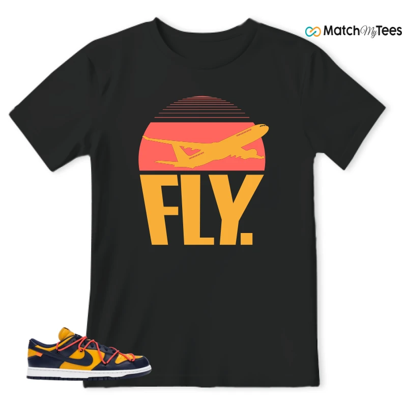 NIKE DUNK LOW OFF-WHITE UNIVERSITY GOLD SNEAKER Matching Tees t-shirt