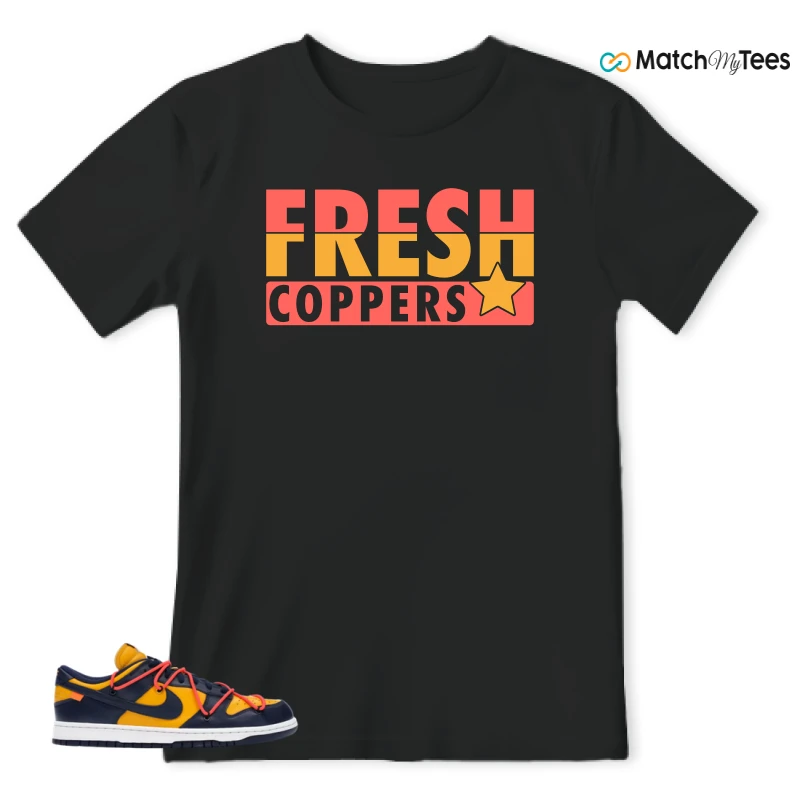 NIKE DUNK LOW OFF-WHITE UNIVERSITY GOLD SNEAKER Matching Tees t-shirt