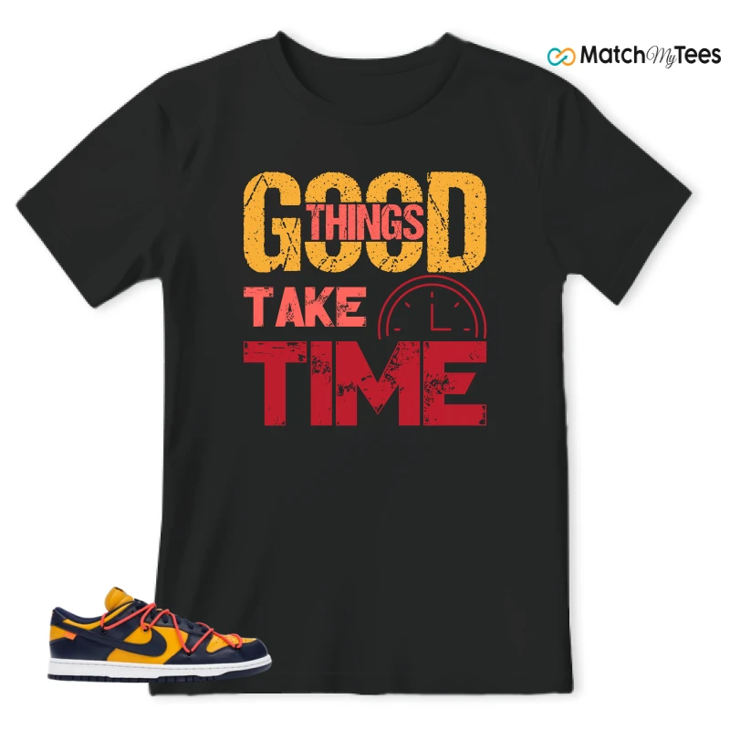 NIKE DUNK LOW OFF-WHITE UNIVERSITY GOLD SNEAKER Matching Tees t-shirt