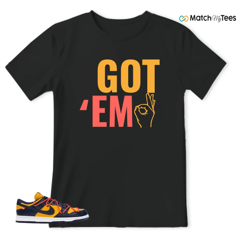 NIKE DUNK LOW OFF-WHITE UNIVERSITY GOLD SNEAKER Matching Tees t-shirt