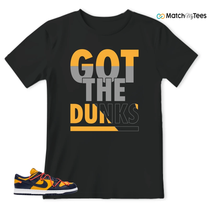 NIKE DUNK LOW OFF-WHITE UNIVERSITY GOLD SNEAKER Matching Tees t-shirt