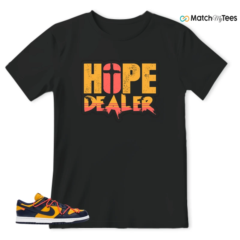 NIKE DUNK LOW OFF-WHITE UNIVERSITY GOLD SNEAKER Matching Tees t-shirt