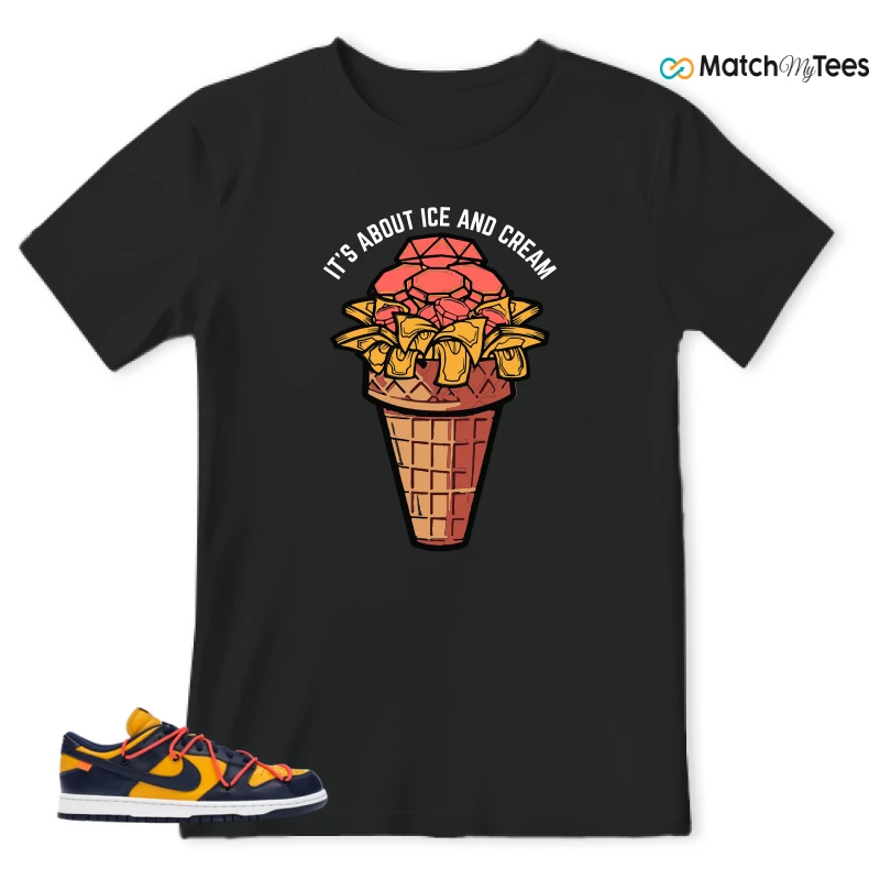 NIKE DUNK LOW OFF-WHITE UNIVERSITY GOLD SNEAKER Matching Tees t-shirt