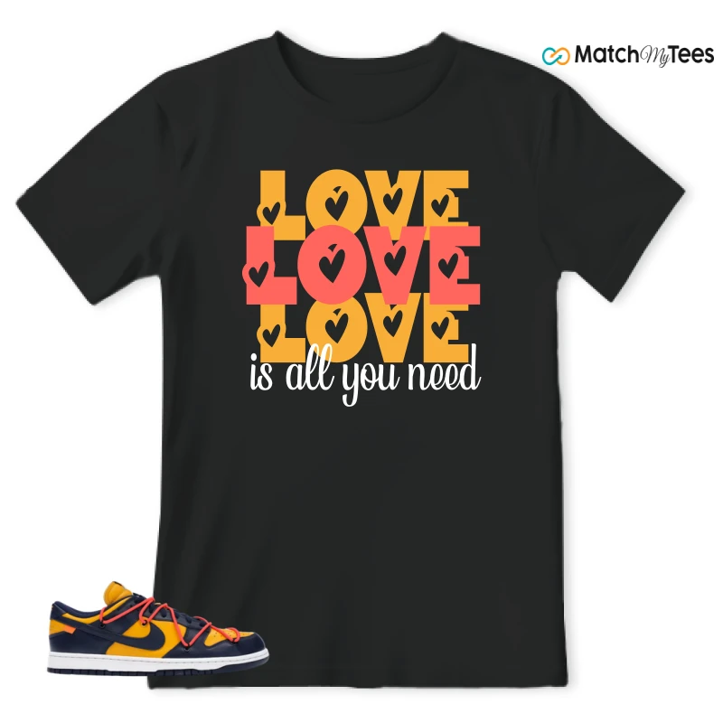 NIKE DUNK LOW OFF-WHITE UNIVERSITY GOLD SNEAKER Matching Tees t-shirt