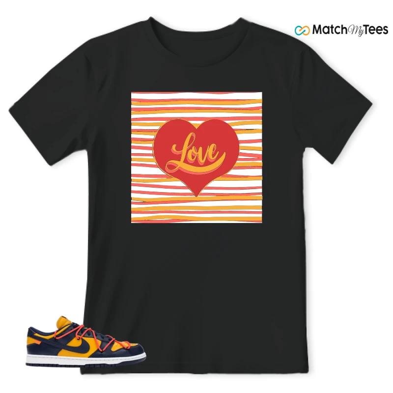 NIKE DUNK LOW OFF-WHITE UNIVERSITY GOLD SNEAKER Matching Tees t-shirt