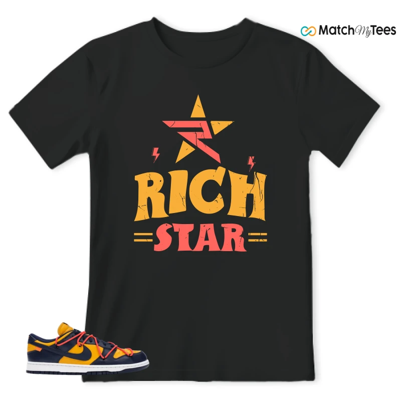 NIKE DUNK LOW OFF-WHITE UNIVERSITY GOLD SNEAKER Matching Tees t-shirt
