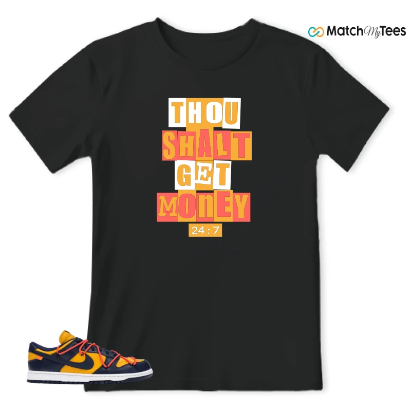 NIKE DUNK LOW OFF-WHITE UNIVERSITY GOLD SNEAKER Matching Tees t-shirt