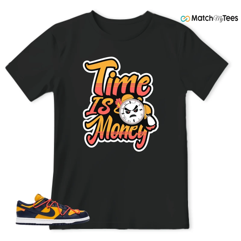 NIKE DUNK LOW OFF-WHITE UNIVERSITY GOLD SNEAKER Matching Tees t-shirt