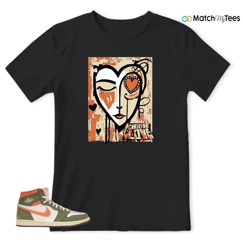 NIKE JORDAN 1 HIGH CRAFT CELADON SNEAKER/CELADON/SKY J LIGHT OLIVE-BRIGHT MANDARIN-COCONUT MILK matching T-shirt