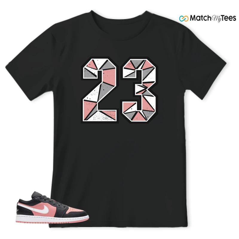 NIKE JORDAN 1 LOW BLACK PINK QUARTZ (GS) SNEAKER Matching Tees t-shirt