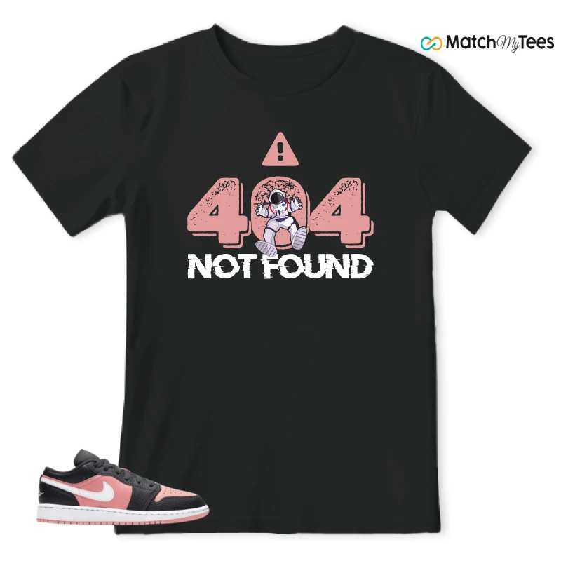 NIKE JORDAN 1 LOW BLACK PINK QUARTZ (GS) SNEAKER Matching Tees t-shirt