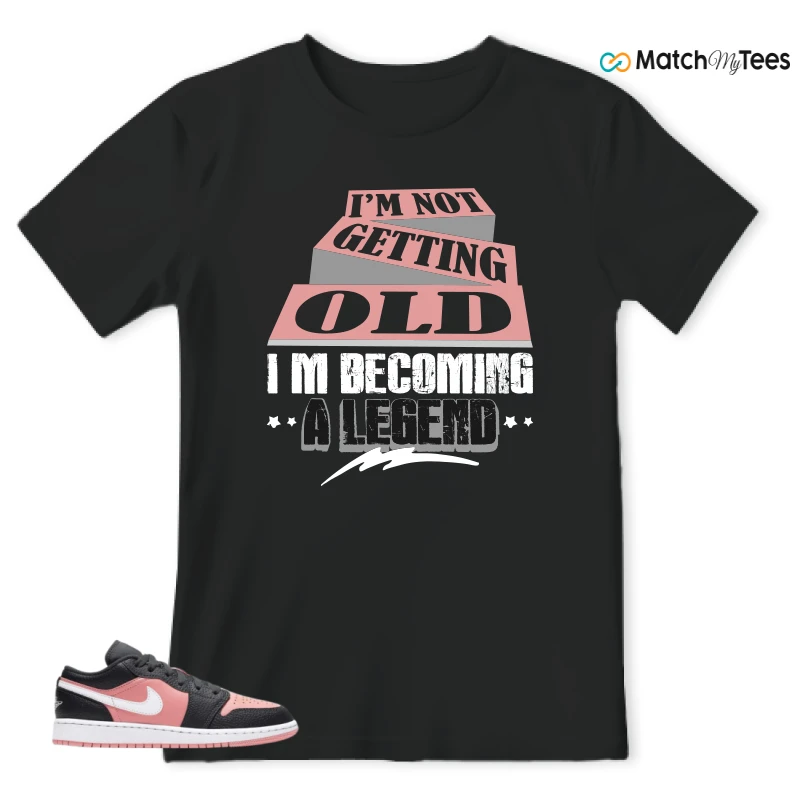NIKE JORDAN 1 LOW BLACK PINK QUARTZ (GS) SNEAKER Matching Tees t-shirt