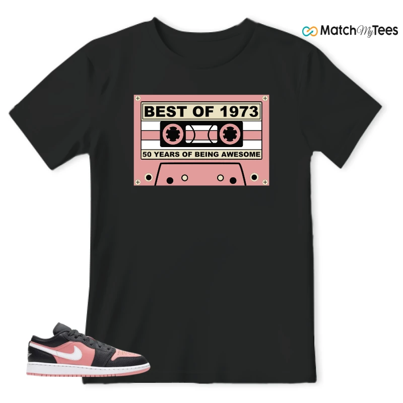 NIKE JORDAN 1 LOW BLACK PINK QUARTZ (GS) SNEAKER Matching Tees t-shirt