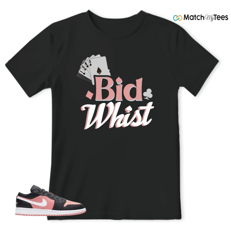 NIKE JORDAN 1 LOW BLACK PINK QUARTZ (GS) SNEAKER Matching Tees t-shirt