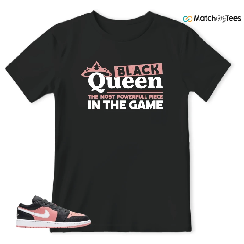 NIKE JORDAN 1 LOW BLACK PINK QUARTZ (GS) SNEAKER Matching Tees t-shirt