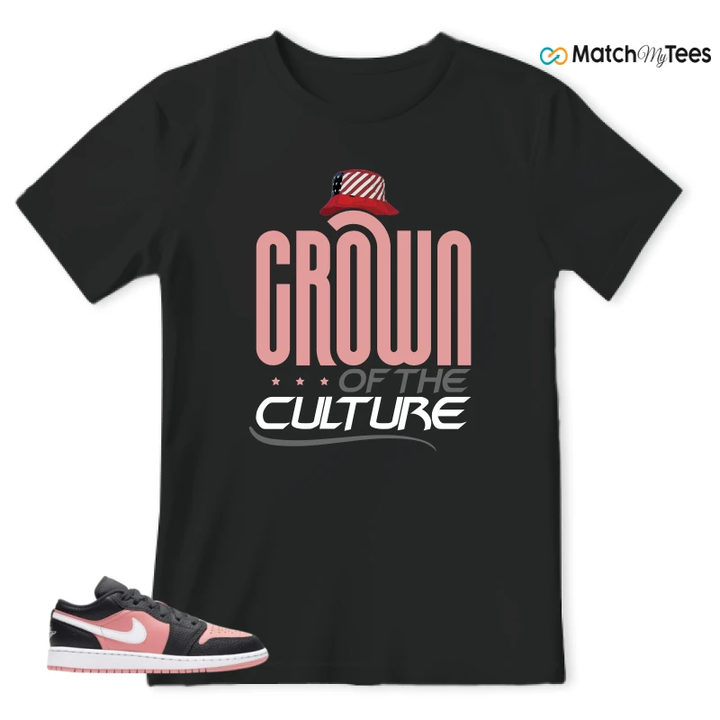 NIKE JORDAN 1 LOW BLACK PINK QUARTZ (GS) SNEAKER Matching Tees t-shirt