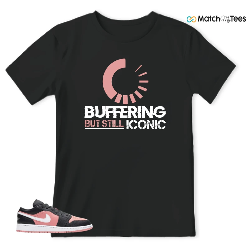 NIKE JORDAN 1 LOW BLACK PINK QUARTZ (GS) SNEAKER Matching Tees t-shirt