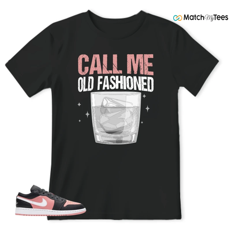NIKE JORDAN 1 LOW BLACK PINK QUARTZ (GS) SNEAKER Matching Tees t-shirt