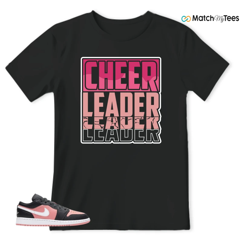 NIKE JORDAN 1 LOW BLACK PINK QUARTZ (GS) SNEAKER Matching Tees t-shirt