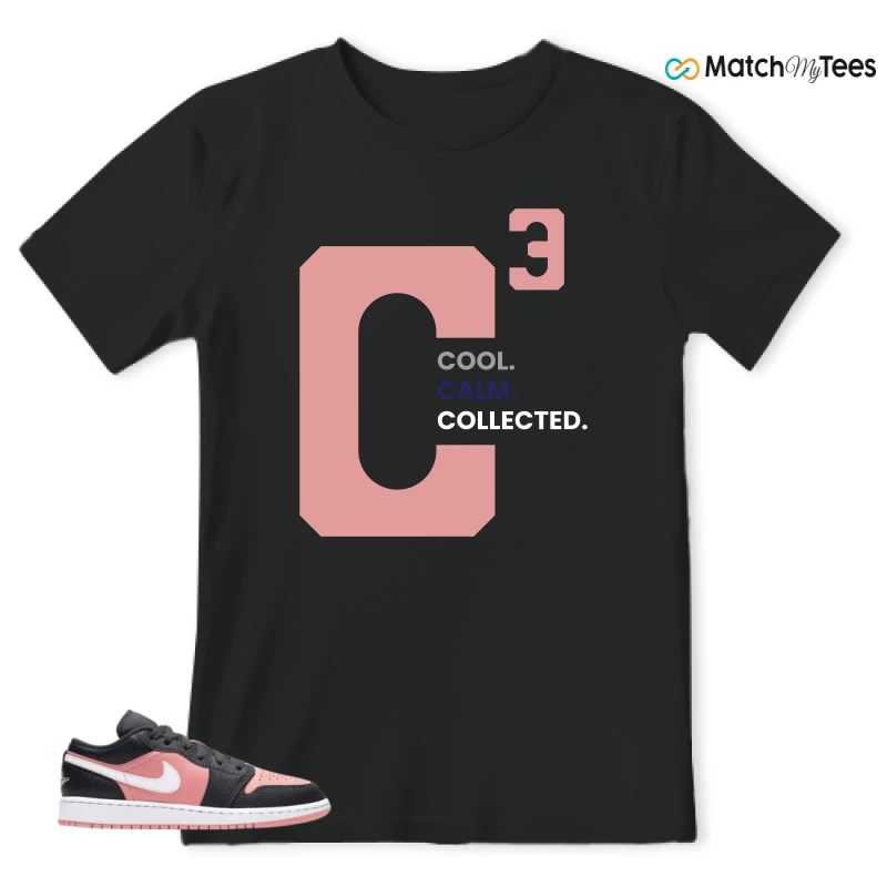 NIKE JORDAN 1 LOW BLACK PINK QUARTZ (GS) SNEAKER Matching Tees t-shirt