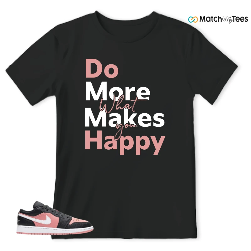 NIKE JORDAN 1 LOW BLACK PINK QUARTZ (GS) SNEAKER Matching Tees t-shirt