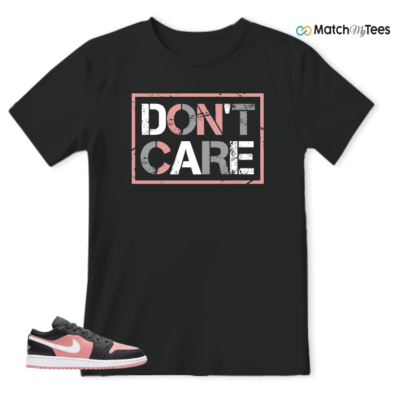 NIKE JORDAN 1 LOW BLACK PINK QUARTZ (GS) SNEAKER Matching Tees t-shirt