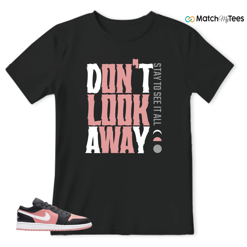 NIKE JORDAN 1 LOW BLACK PINK QUARTZ (GS) SNEAKER Matching Tees t-shirt