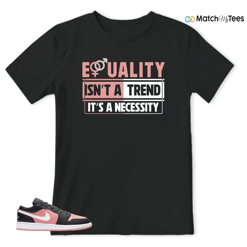 NIKE JORDAN 1 LOW BLACK PINK QUARTZ (GS) SNEAKER Matching Tees t-shirt