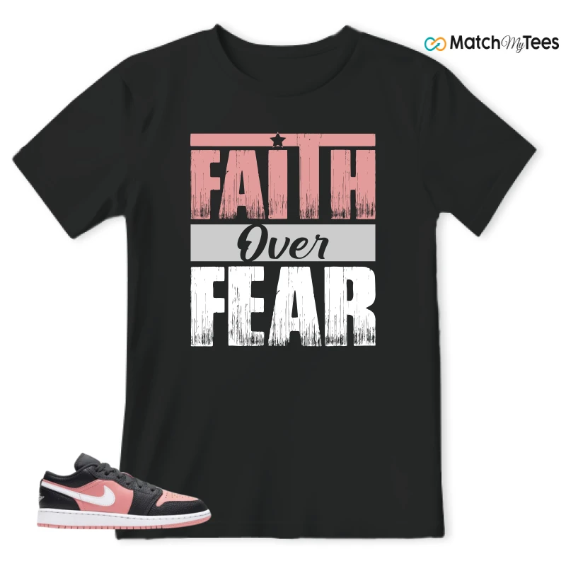 NIKE JORDAN 1 LOW BLACK PINK QUARTZ (GS) SNEAKER Matching Tees t-shirt