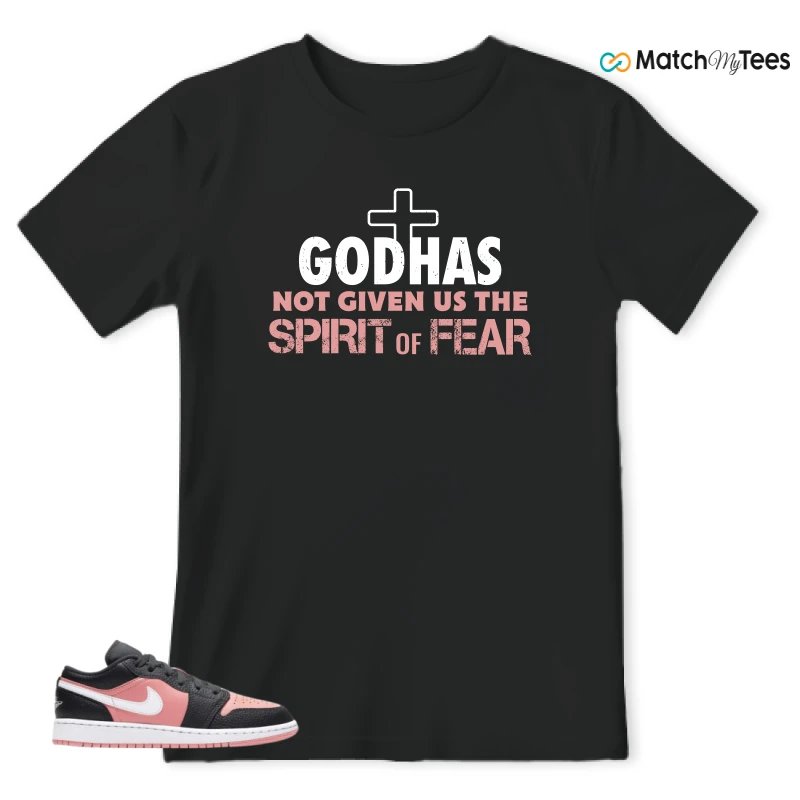 NIKE JORDAN 1 LOW BLACK PINK QUARTZ (GS) SNEAKER Matching Tees t-shirt