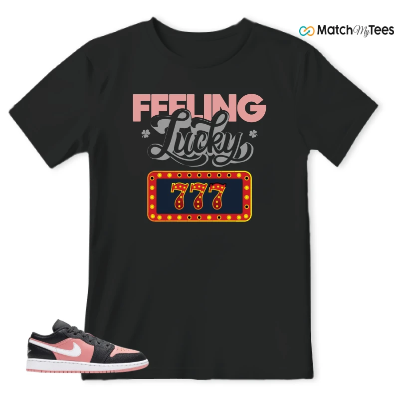 NIKE JORDAN 1 LOW BLACK PINK QUARTZ (GS) SNEAKER Matching Tees t-shirt