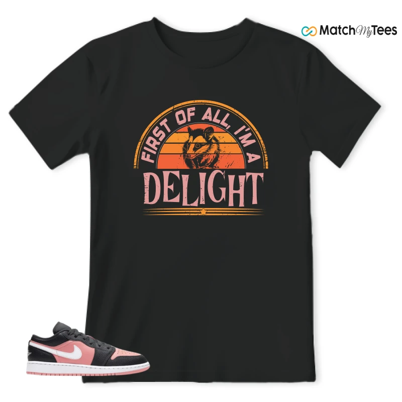 NIKE JORDAN 1 LOW BLACK PINK QUARTZ (GS) SNEAKER Matching Tees t-shirt