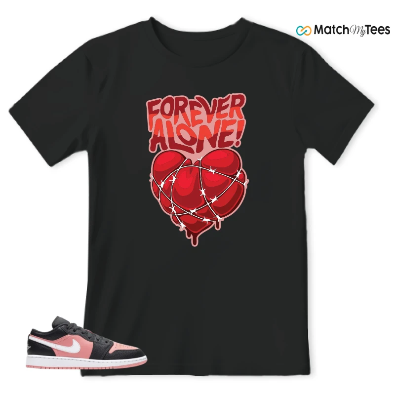 NIKE JORDAN 1 LOW BLACK PINK QUARTZ (GS) SNEAKER Matching Tees t-shirt
