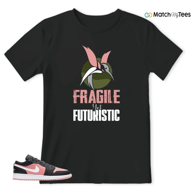 NIKE JORDAN 1 LOW BLACK PINK QUARTZ (GS) SNEAKER Matching Tees t-shirt