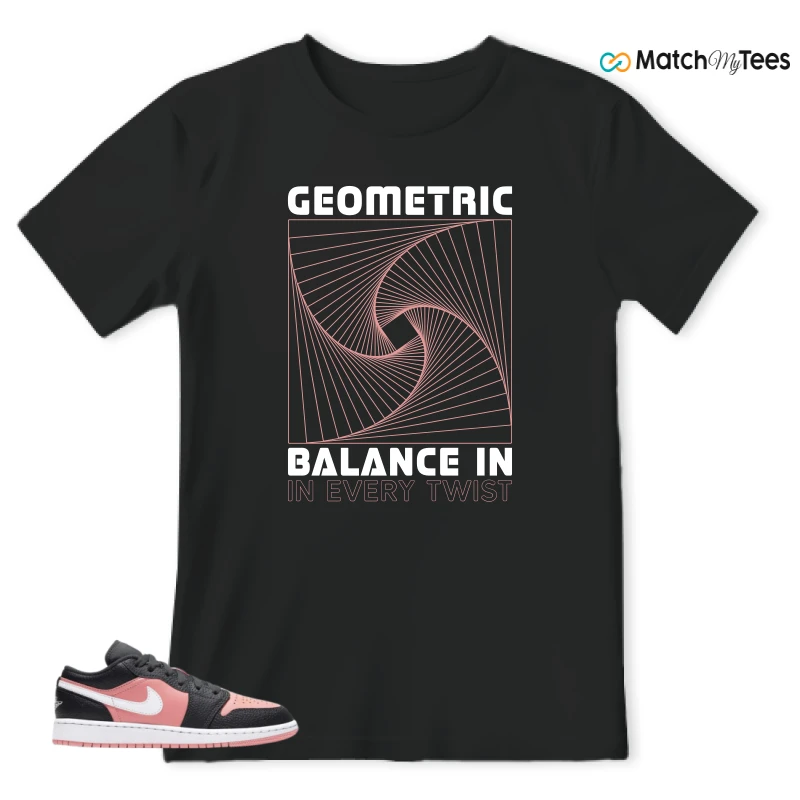 NIKE JORDAN 1 LOW BLACK PINK QUARTZ (GS) SNEAKER Matching Tees t-shirt