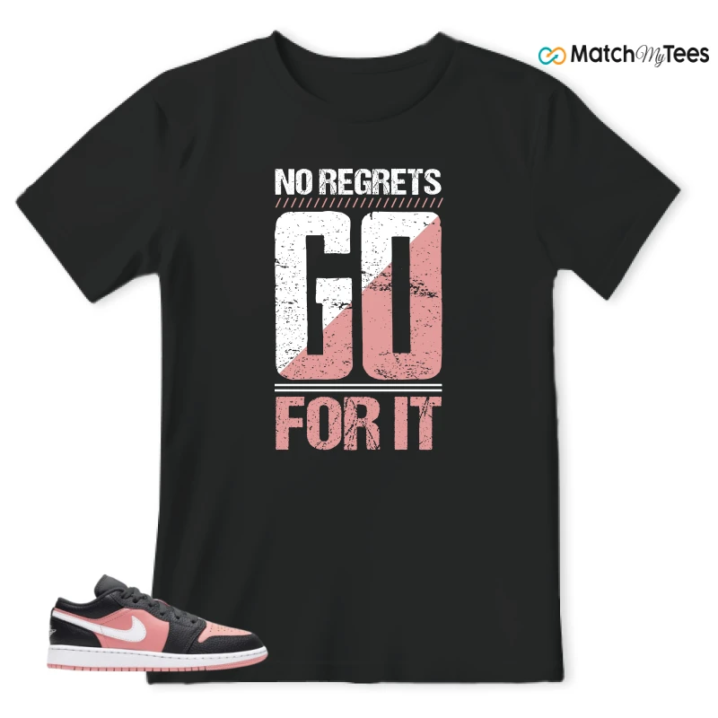 NIKE JORDAN 1 LOW BLACK PINK QUARTZ (GS) SNEAKER Matching Tees t-shirt