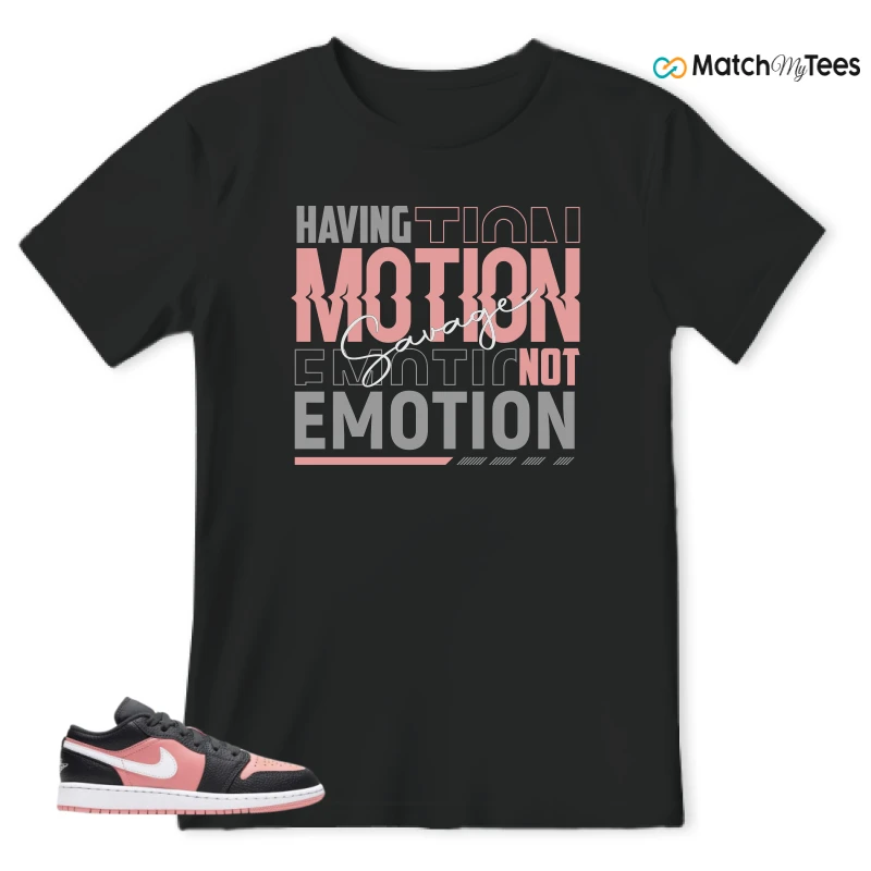 NIKE JORDAN 1 LOW BLACK PINK QUARTZ (GS) SNEAKER Matching Tees t-shirt