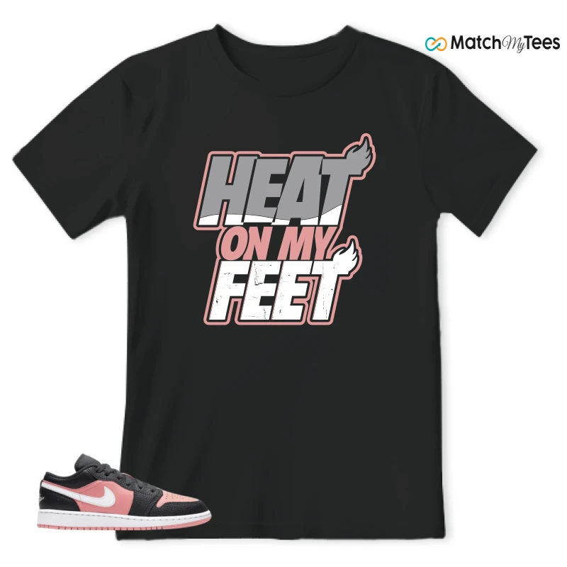 NIKE JORDAN 1 LOW BLACK PINK QUARTZ (GS) SNEAKER Matching Tees t-shirt