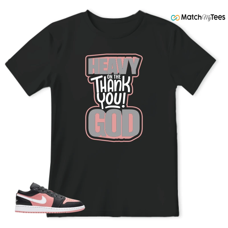 NIKE JORDAN 1 LOW BLACK PINK QUARTZ (GS) SNEAKER Matching Tees t-shirt